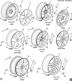 chevrolet 1T05-004 A КОЛЕСА И КОЛЕСНЫЕ КОЛПАКИ