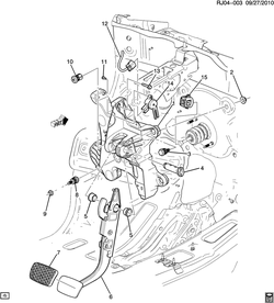 chevrolet RJ04-003 J ПЕДАЛЬ ТОРМОЗА (АВТОМАТИЧЕСКАЯ КОРОБКА ПЕРЕДАЧ MH9)(LHD)
