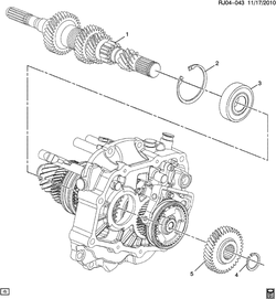 chevrolet RJ04-043 J 5-СКОРОСТНАЯ МЕХАНИЧЕСКАЯ КОРОБКА ПЕРЕДАЧ PART 3 F17-5 ВЕДУЩИЕ ШЕСТЕРНИ ОСНОВНОГО ПРИВОДА(M26,MEM)