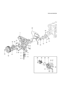 chevrolet RP00-049 PP,PQ,PR75 ENGINE ASM-1.6L L4 PART 4 FRONT COVER WITH WATER PUMP(2H0/1.85)
