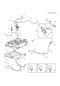 chevrolet RP03-129 PP,PQ,PR75 МОНТАЖ ТОПЛИВНОГО БАКА (2H0/1.85)