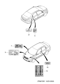 chevrolet 66700 ЭТИКЕТКА И НАКЛЕЙКА  (6670)
