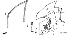 honda B__5300 FRONT DOOR GLASS/ DOOR REGULATOR