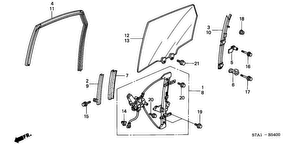 honda B__5400 REAR DOOR GLASS/ DOOR REGULATOR