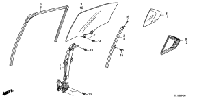 honda B__5400 REAR DOOR GLASS/ РЕГУЛЯТОР