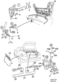 saab C0044 Отвод откидной крыши - Часть 1