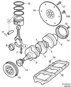 saab C1194 Коленвал - Поршень