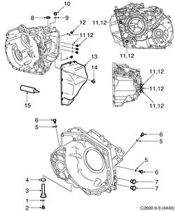 saab C2690 Корпус коробки передач, крышка - 6-ступенчатая