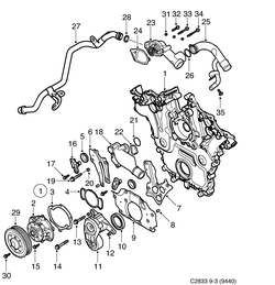 saab C2833 Насос охлаждающей жидкости - Термостат