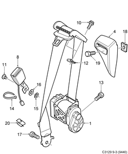saab C3129 Ремень безопасности переднего сидения
