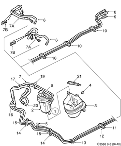 saab C3588 Бензопровод - Топливный фильтр