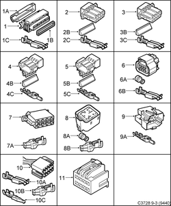 saab C3728 Контактные разъемы и т.д. - 7-полюсный - 8-полюсный