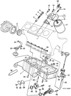 saab F7111 Масляный насос, масляный фильтр, - Двигатель