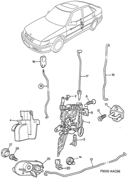 saab F9000 Замок двери - Передняя дверь