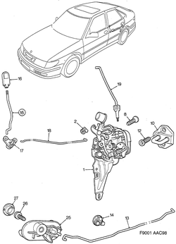 saab F9001 Замок двери - Задняя дверь
