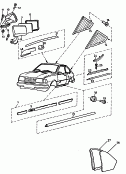skoda 853025 Защитные молдинги. Наружные зеркала. Cтекло боковое. 01.82 - 12.89