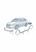 skoda 71090 front spoiler. bumper cover. trim for wheel arch. side member trim