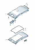 vw 867055 Формованная панель потолка. Формованная панель потолка. Замыкающая облицовка. Детали не в сборе