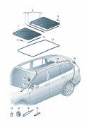 vw 877010 panoramic glass roof. glass cover with seal. water drainage hose