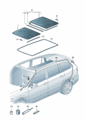 vw 877000 Панорамная стеклянная крыша. Cтекл. панель люка с уплотнит.. Шланг для стока воды