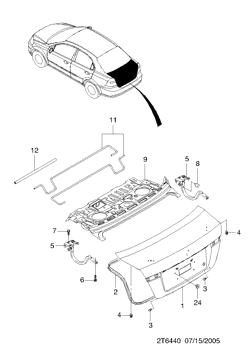 chevrolet 64400 ПАНЕЛЬ КРЫШКИ БАГАЖНИКА  (6440)