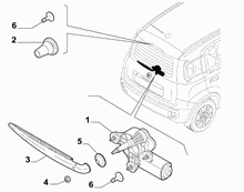 fiat  REAR WIPERS - ARM, BRUSHES AND MOTOR