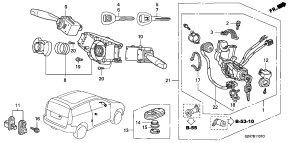 honda B__1101 КОМБИНИРОВАННЫЙ ПЕРЕКЛЮЧАТЕЛЬ (RH)