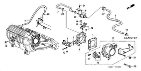 honda E__0100 ПАТРУБОК ДРОССЕЛЬНОЙ ЗАСЛОНКИ (1.6L)