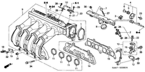 honda E__0300 ВПУСКНОЙ КОЛЛЕКТОР/ВЫПУСКНОЙ ГАЗОПРОВОД (1)