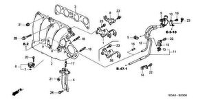 honda E__0300 ВПУСКНОЙ КОЛЛЕКТОР/ВЫПУСКНОЙ ГАЗОПРОВОД (L4) (-