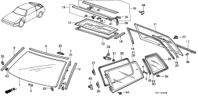 honda B__5200 FR. WINDSHIELD/ RR. WINDOW (2D)