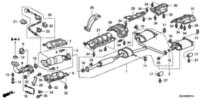 honda B__0201 ТРУБА ВЫХЛОПНОГО ГАЗА (2.4L)
