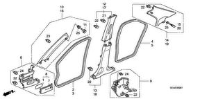 honda B__3901 PILLAR GARNISH (RH)