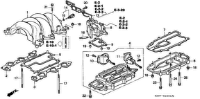honda E__0300 ВПУСКНОЙ КОЛЛЕКТОР/ВЫПУСКНОЙ ГАЗОПРОВОД