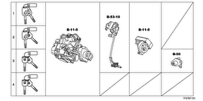 honda B__1101 KEY CYLINDER SET (LH)