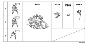 honda B__1101 KEY CYLINDER SET