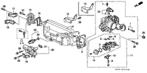 honda E__0100 ПАТРУБОК ДРОССЕЛЬНОЙ ЗАСЛОНКИ (2.2L)