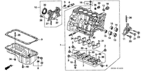 honda E__1400 CYLINDER BLOCK/OIL PAN (2.2L)