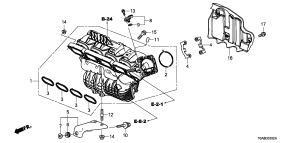 honda E__0302 ВПУСКНОЙ КОЛЛЕКТОР/ВЫПУСКНОЙ ГАЗОПРОВОД (2.4L) (2)