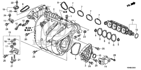 honda E__0300 ВПУСКНОЙ КОЛЛЕКТОР/ВЫПУСКНОЙ ГАЗОПРОВОД (2.0L)