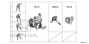 honda B__1102 KEY CYLINDER SET (RH)