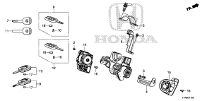 honda B__1105 KEY CYLINDER COMPONENTS