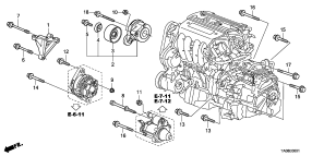 honda E__0601 ПОДВЕСКА ДВИГАТЕЛЯ (2 .4L)