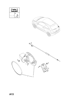 opel 7 ЗАСЛОНКА ТОПЛИВОЗАЛИВНОЙ ГОРЛОВИНЫ