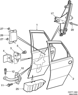 saab C0771 Задняя дверь - Стеклоподъемник