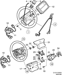 saab C1010 Модуль Airbag - Руль