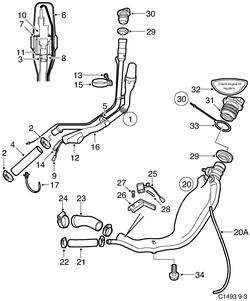 saab C1493 Труба заправочной горловины