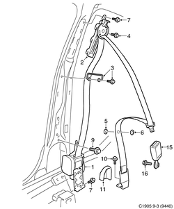 saab C1905 Ремень безопасности переднего сидения