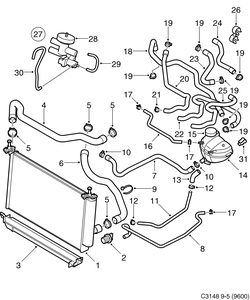 saab C3148 Радиатор - Расширительный бак