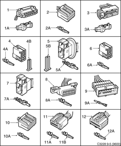 saab C3228 Контактные разъемы и т.д. - 12-полюсный - 16-полюсный